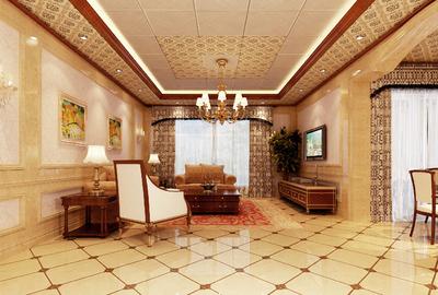 鋁合金扣板吊頂客廳效果圖-簡歐式鋁扣板吊頂效果圖好看嗎